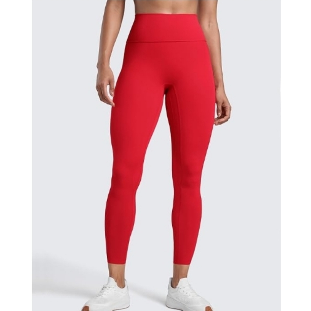 High Waisted Womens Yoga Pants Secretsculpt Workout Leggings Red